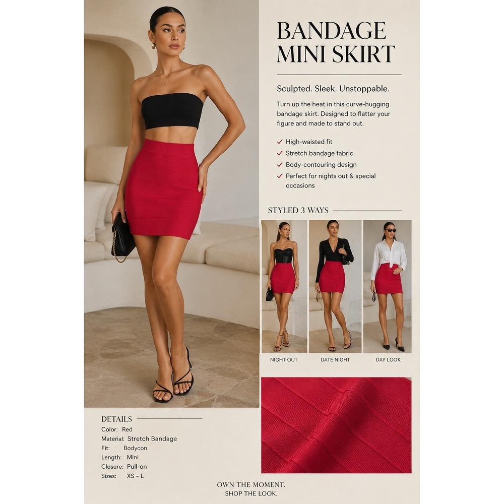 Bebe Y2K Red Bandage Bodycon Mini Skirt Size M Sexy Chic Vampy Club Concert